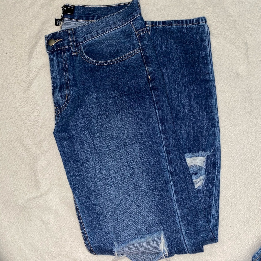 Blue Denim Ripped Jeans